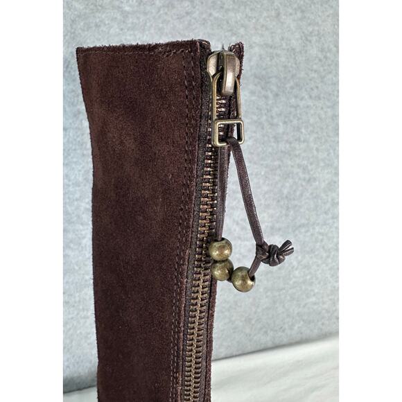 Olukai Women's sz 6 Holo Lio Chocolate Brown Suede Full Zip Riding Boot Harness - Picture 5 of 10